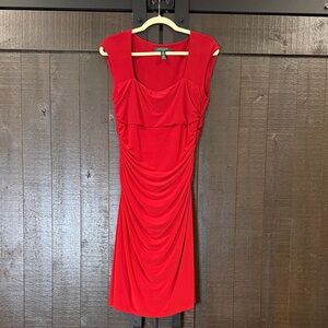 Lauren Ralph Lauren Red Draped Sheath Dress